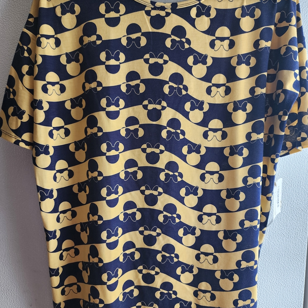 LuLaRoe Yellow and Blue Graphic Tee